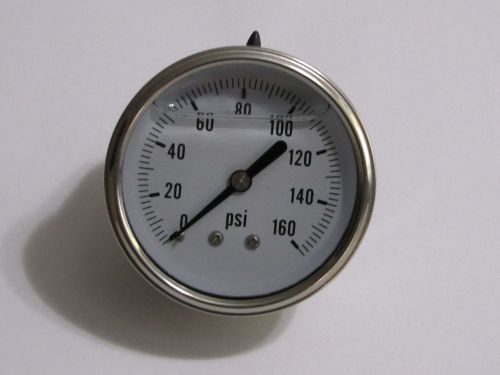 New Hydraulic Liquid Filled Pressure Gauge 0-160 PSI 1/4&#034; NPT Center Back Mount