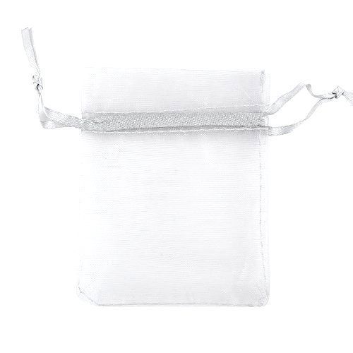 100pcs light Grey Pattern Organza Drawstring Wedding Birthday Gift Jewellry Bag