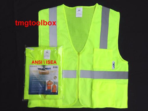 MEDIUM LIME SAFETY VEST 4 POCKET, HIGH VISIBILITY SECURITY MESH BACK, ZIPPER