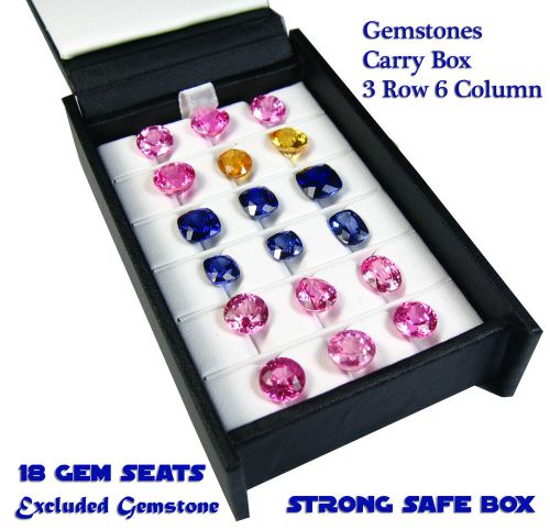 GEMS CARRY TRAVEL DISPLAY BOX SHOW GEMSTONE LEATHER 11x6.5 cm 3 Row 6 Column