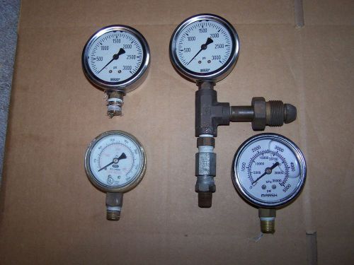4 gauges 2 wika oil filled 3000 psi 1 marsh oil filled 5000 psi 1 ppg no oil 28k for sale