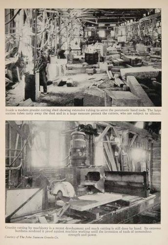 1928 print john swenson granite cutting shed interior original historic sky for sale