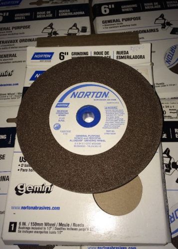 5 Norton 07660788240 6&#034;x3/4&#034;x1&#034; 60-Grit Bench Grinding Wheel&#039;s, New