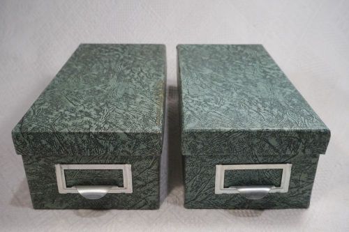 2 Each Vintage Globe -Weis  3x5 Index Card Storage Box Trays No.93 Agate