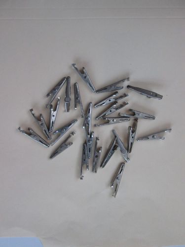 24 Metal Alligator Clips - 1.25&#034; Long - Crimp Ends - NOS