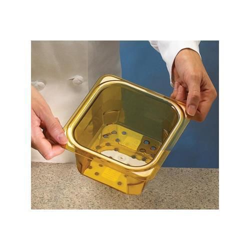 Cambro 65clrhp150 h-pan,colander, 6-3/8&#034; x 6-15/16 x 5&#034; deep, amber, polysulfone for sale
