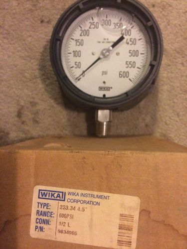 Wika 233.34 4.5&#034; Pressure Gauge 600PSI 1/2&#034; L 9834065 New