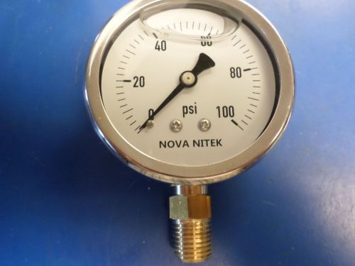 2 1/2&#034; LIQUID FILLED  0-100 PSI PRESSURE GAUGE  1/4&#034;  NPT BOTTOM MOUNT