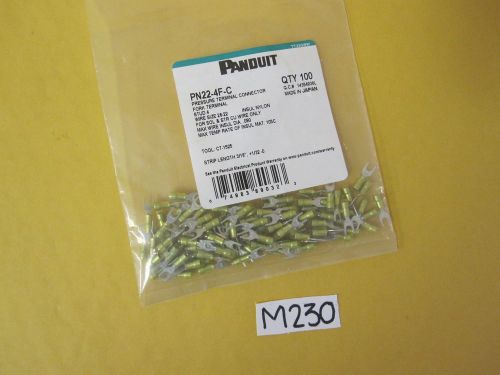 100 Qty. Genuine Panduit PN22-4F-C Standard Fork Terminal Nylon Insulated