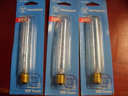 3 Exit Sign Westinghouse Tubular 20W Light Bulbs; T-6 1/2 120v Intermediate Base