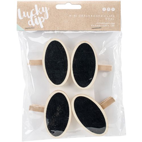 Lucky Dip Chalkboard Clips 4/Pkg-Oval 2.25 Inch X 1.25 Inch 883416710158