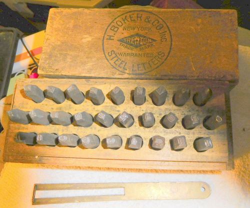 Vintage boker steel 1/8&#034; inch stamp letter punch set ,with box,alignment tool for sale