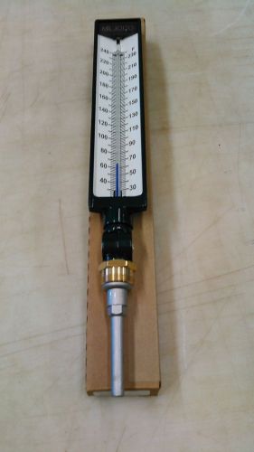 Miljoco 9&#034; Industrial Thermometer = Spirit Filled = 30-240 F = 3.5 Stem = NEW