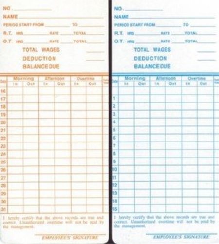 Ariic® 100X Monthly Time Clock Cards For Attendance Payroll Recorder Timecards