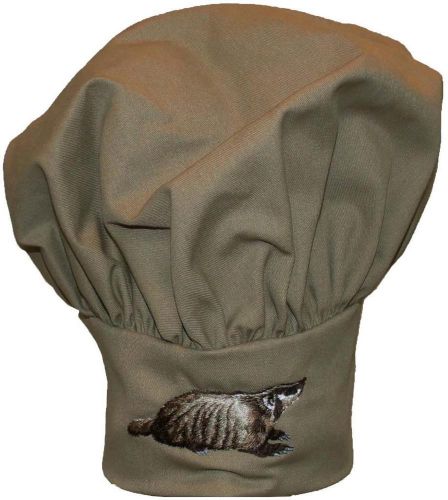 Badger Animal Chef Hat Youth Size Adjustable Sports Mascot Monogram Khaki Avail