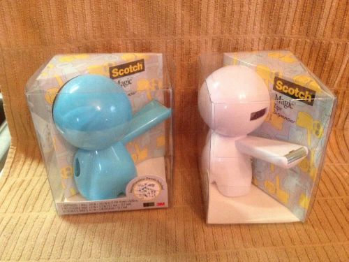 Two 3M Scotch Magic Tape Dispensers C41-Spenser ~ Blue &amp; White New