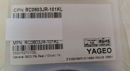 9850 X YAGEO RC0603JR-101KL RESISTOR, THICK FILM, 1KOHM, 100mW, 5%