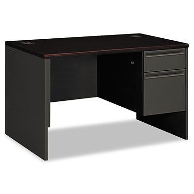 38000 Series Right Pedestal Desk, 48w x 30d x 29-1/2h, Mahogany/Charcoal