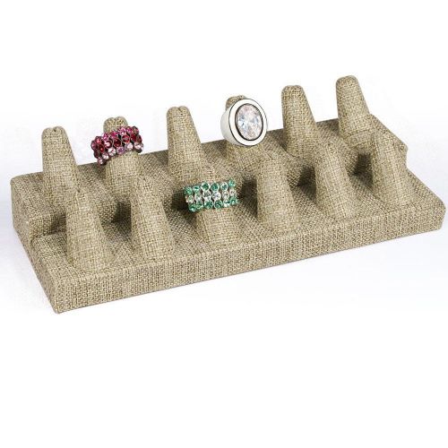 12 fingers display modern burlap jewelry ring display showcase display stand for sale