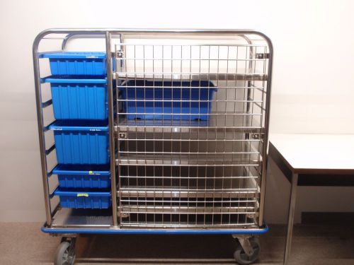 Pedigo Stainless Medical Cart 58&#034; H x 55&#034; W X 23&#034; D &amp; 5 Stainless Shelves