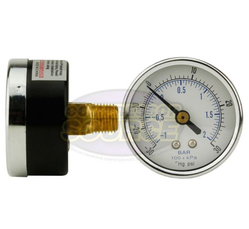 Quality 1/4&#034; NPT 2&#034; Vacuum Air Pressure Gauge -30 0 30 PSI Center / Back Mount