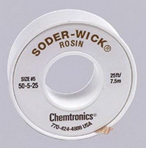 Chemtronics 50-5-25 Soder-Wick Rosin Desoldering Braid 0.145in/3.7mm 25ft