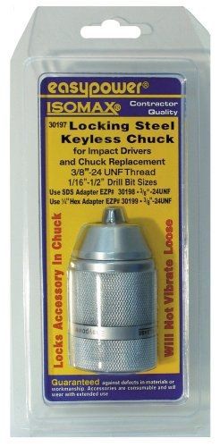 Eazypower 30197 Locking Steel Keyless Impact Chuck 1/16-Inch-1/2-Inch Drill Bit