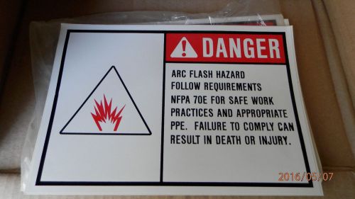 LOT OF  ..10    7&#034; x 10&#034; SELF ADHESIVE DANGER ARC FLASH WARNING LABELS