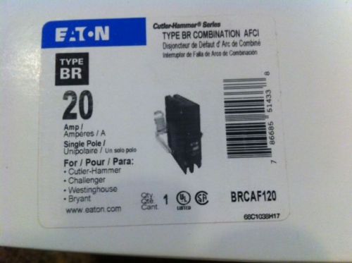 EATON  BRCAF120  20 AMP  TYPE BR AFCI ARC FAULT BREAKER- CUTTLER HAMMER