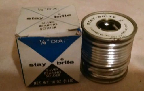 Vintage Harris Stay Brite 1/8&#034; Silver Bearing Solder 1LB spool