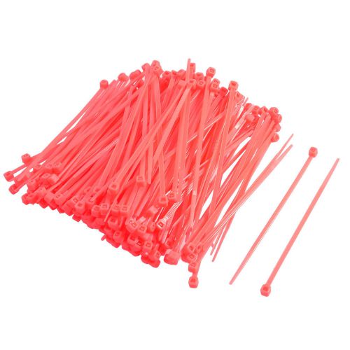 100mm Length Watermelon Red Self-locking Nylon Cable Ties Organizer 300 Pcs