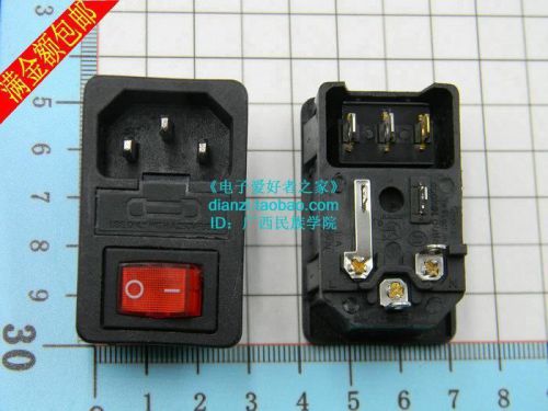 1pcsss-8b-2switch with light ac power socket10a/250v/with fuse holder5*20mm#i522 for sale