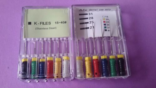 10 Dental K-FILES 25mm #15-40 Stainless Steel Hand Use File Endo Root Canal