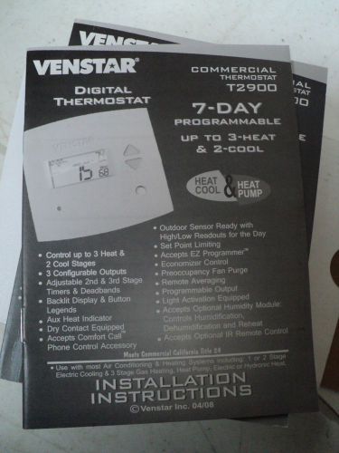 VENSTAR THERMOSTAT MODEL T2900 PROGRAMMABLE