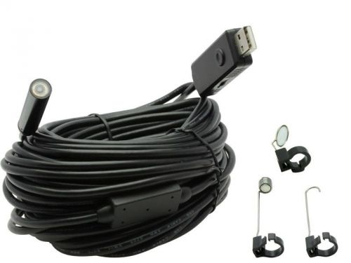 Dia 9mm 15M USB Snake Inspection Endoscope Pipe Tube Camera Hook+Mirror+Magnet