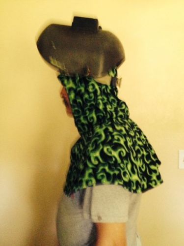 New  welding hood!  green flames,good f overhead welders...jean liner for sale