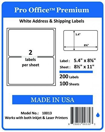 Pro Office Premium 200 Round Corner Half Sheet Self Adhesive Shipping Labels for