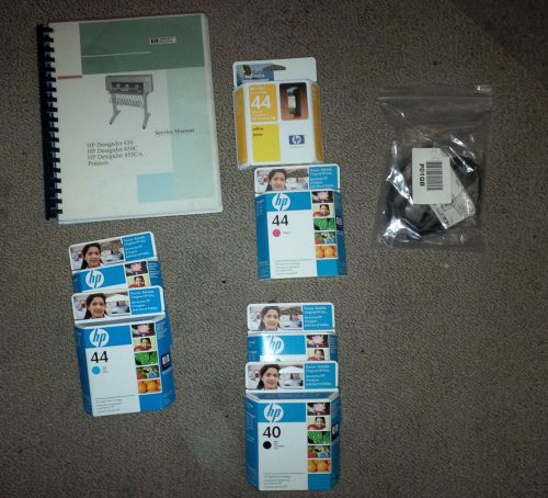 Hp designjet 450 toner cartridges, belt, and service manual for sale