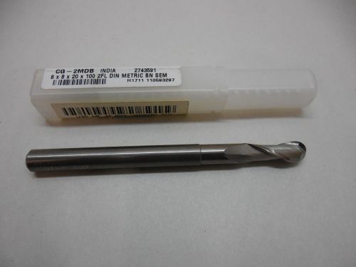 METAL REMOVAL 8MM x 8 x 20 x 100 2F CARBIDE END MILL 2FL DIN BN SEM M31590 NEW