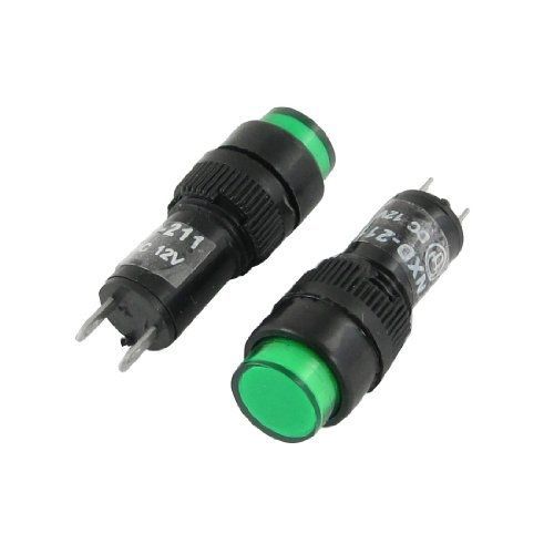 DC 12V Neon Indicator Pilot Signal Lamp 10mm 10 Pcs Green Light