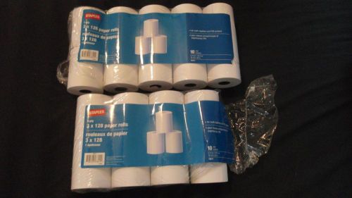 18 Brand New Staples POS/Cash Register Rolls 3&#034; x 128&#039; 1-Ply White