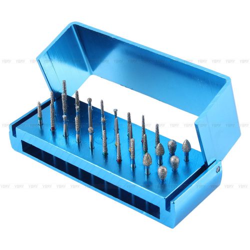 Brand New 30pcs Dental Diamond High Speed Burs Drills + 1 Blue Holder Block