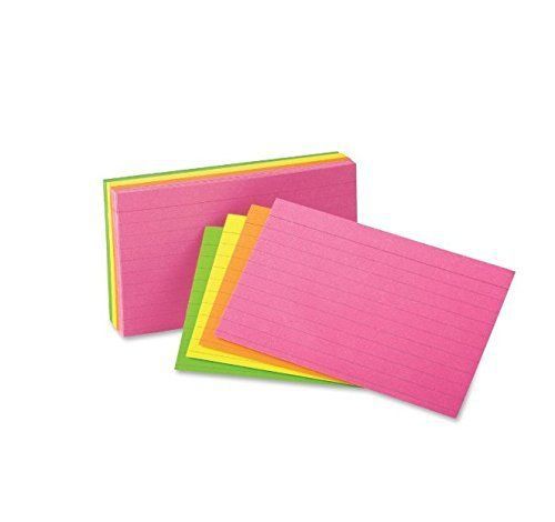 Oxford 3 X 5 Inches Ruled Index Cards, Assorted Glow Colors (40279)