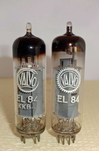 2 tubes Valvo disc getter  EL84 6BQ5  (1156)  matched pair from 50s Hamburg made