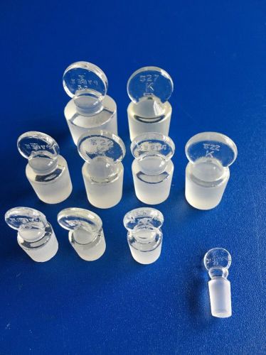 Lot of 10 Variety size Solid Glass [ST] Pennyhead Stopper PYREX KIMAX.