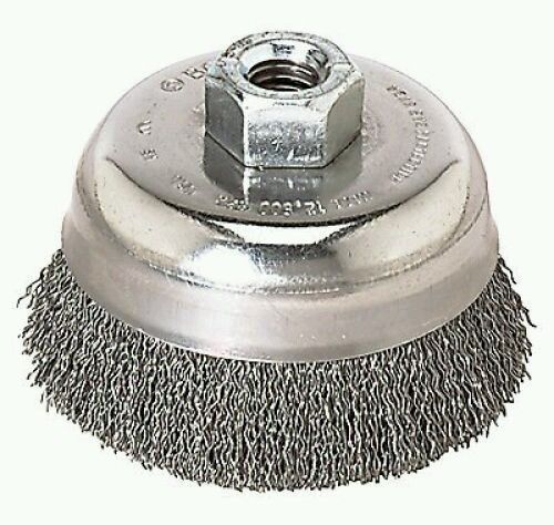 Bosch WB525 4-Inch Crimped Carbon Steel Cup Brush, 5/8-Inch x 11 Thread Arbor