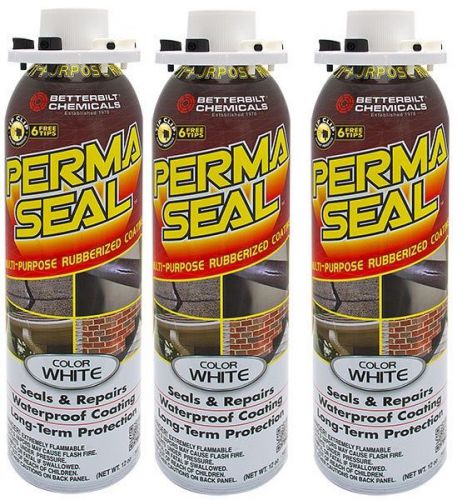 PACKAGE OF 3 PERMA-SEAL Flexible Elastomer Coating in White, Black or Aluminum