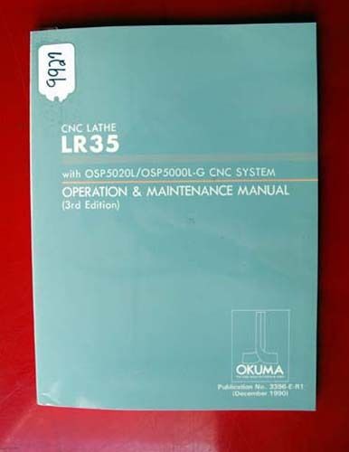 Okuma LR35 CNC Lathe Operation &amp; Maint. Manual 3396-E (Inv.9927)