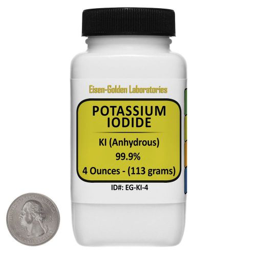 Potassium Iodide [KI] 99.9% ACS Grade Powder 4 Oz in a Space-Saver Bottle USA