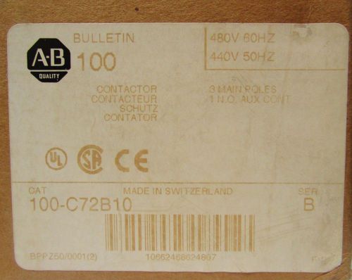 ALLEN BRADLEY 100 C72B10 3 Pole 72 Amp 440 480 V AC Contactor